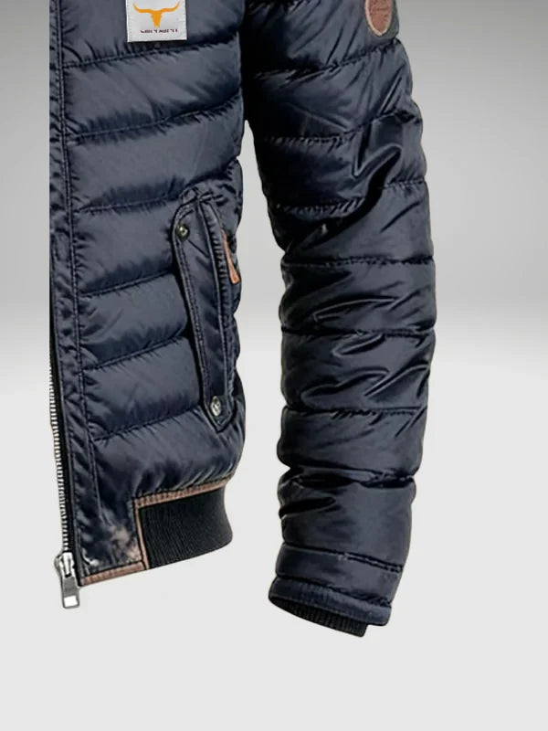 Men's Quilted Bomber Puffer Jacket with Zip Front and Pockets 2