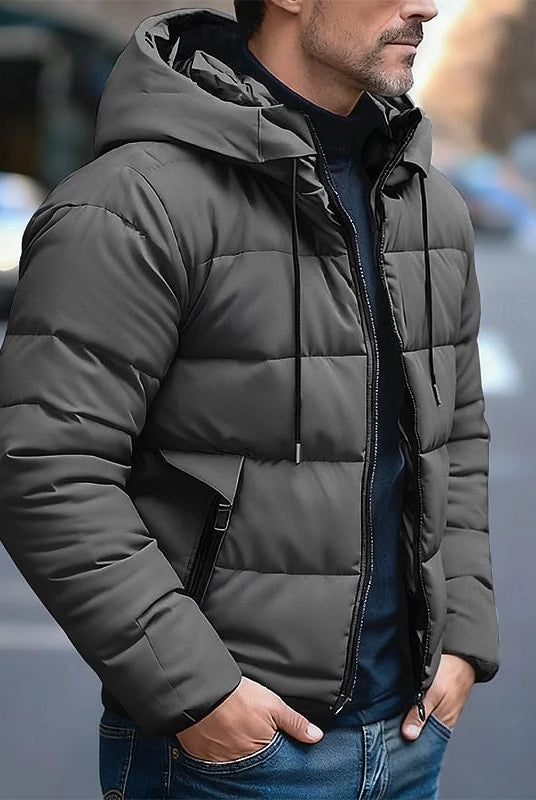 Men's Quilted Hooded Puffer Jacket with Insulation 0