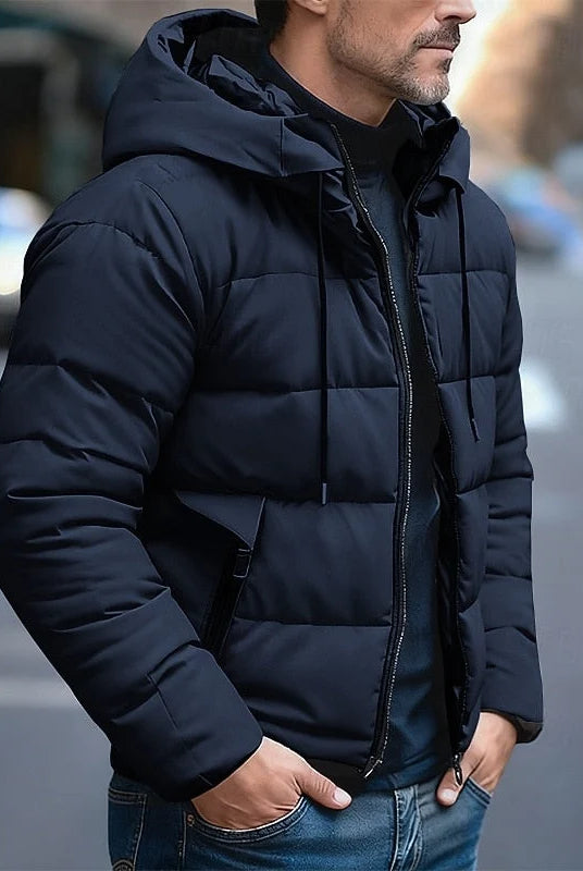 Men's Quilted Hooded Puffer Jacket with Insulation 1