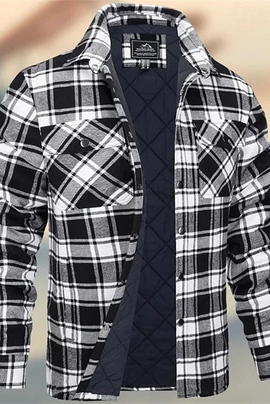 Men's Quilted Plaid Shirt Jacket with Chest Pockets 5