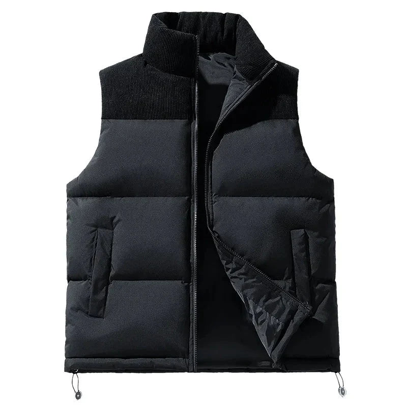 Men's Quilted Puffer Vest with High Collar and Zip Front Closure 1