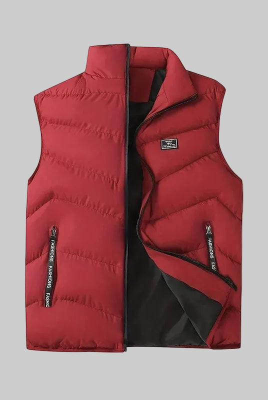 Men's Quilted Puffer Vest with Stand Collar and Side Pockets 1
