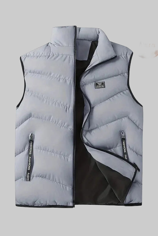 Men's Quilted Puffer Vest with Stand Collar and Side Pockets 8