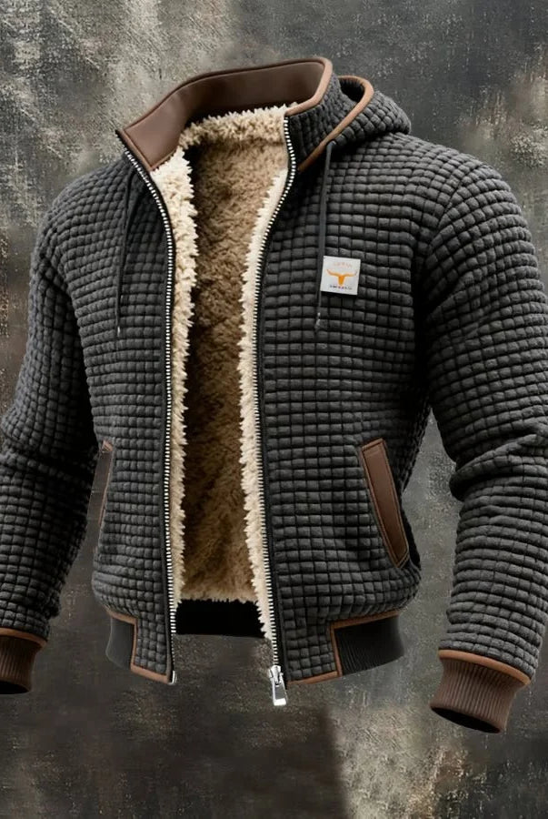 Men's Retro Outdoor Jacket with Sherpa Lining and Hood 1