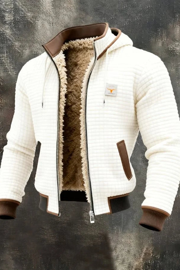 Men's Retro Outdoor Jacket with Sherpa Lining and Hood 2
