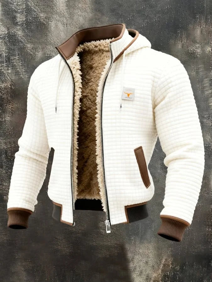 Men's Retro Outdoor Jacket with Sherpa Lining and Hood 2