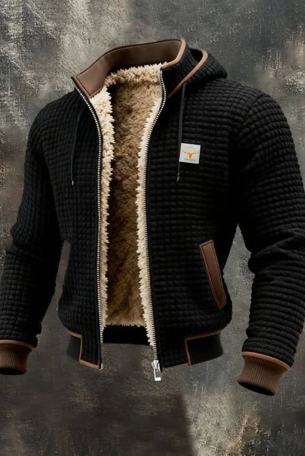 Men's Retro Outdoor Jacket with Sherpa Lining and Hood 3