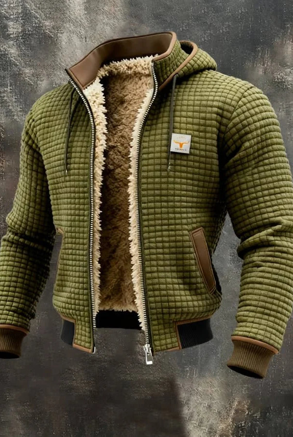 Men's Retro Outdoor Jacket with Sherpa Lining and Hood 4