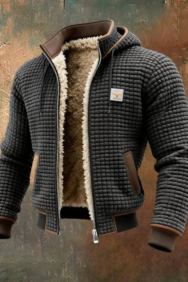 Men's Retro Outdoor Jacket with Sherpa Lining and Hood 5