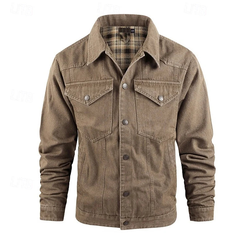 Men's Rugged Everyday Snap-Button Jacket with Soft Checked Lining 4