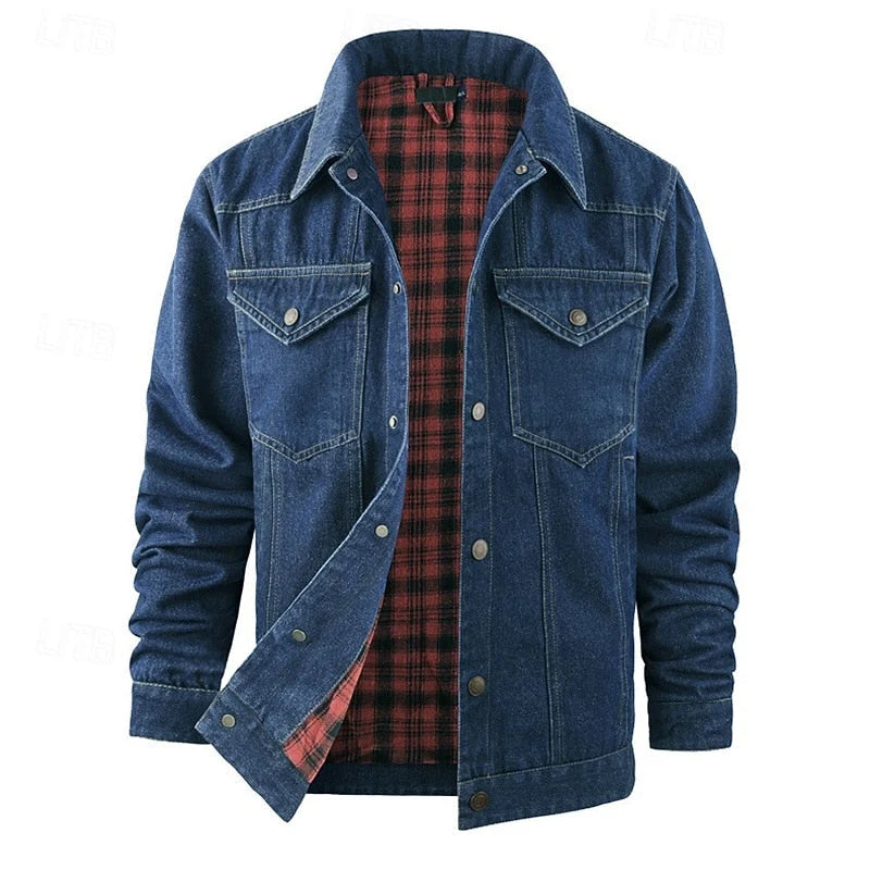 Men's Rugged Everyday Snap-Button Jacket with Soft Checked Lining 6