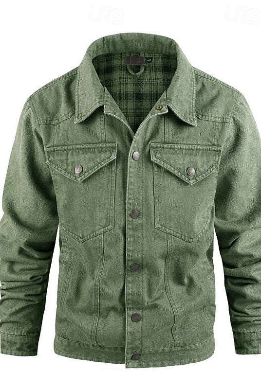 Men's Rugged Everyday Snap-Button Jacket with Soft Checked Lining 9