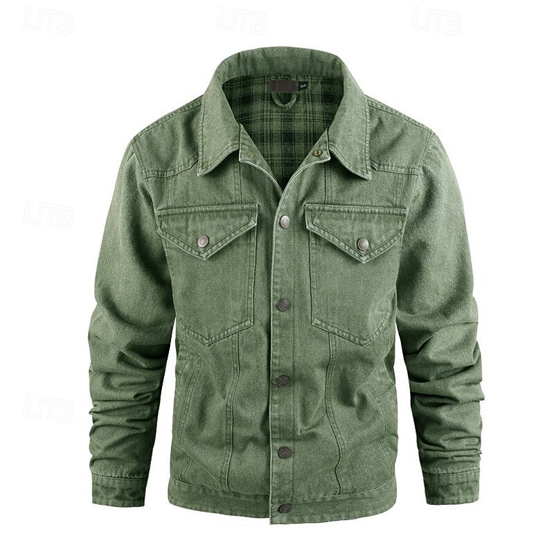 Men's Rugged Everyday Snap-Button Jacket with Soft Checked Lining 9