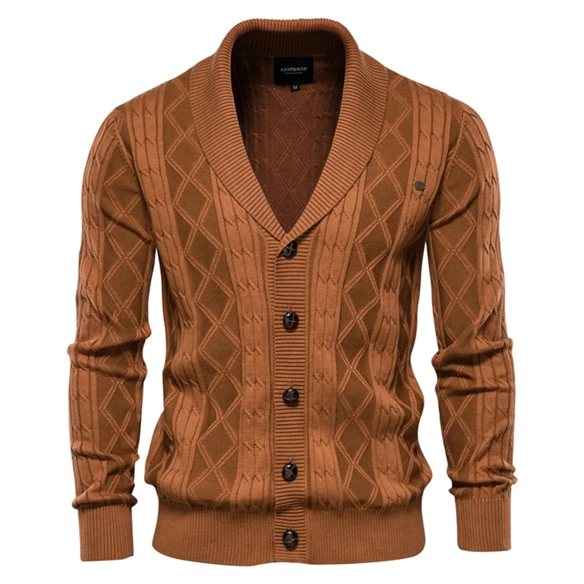 Men's Shawl Collar Button-Front Cardigan in Textured Knit 3