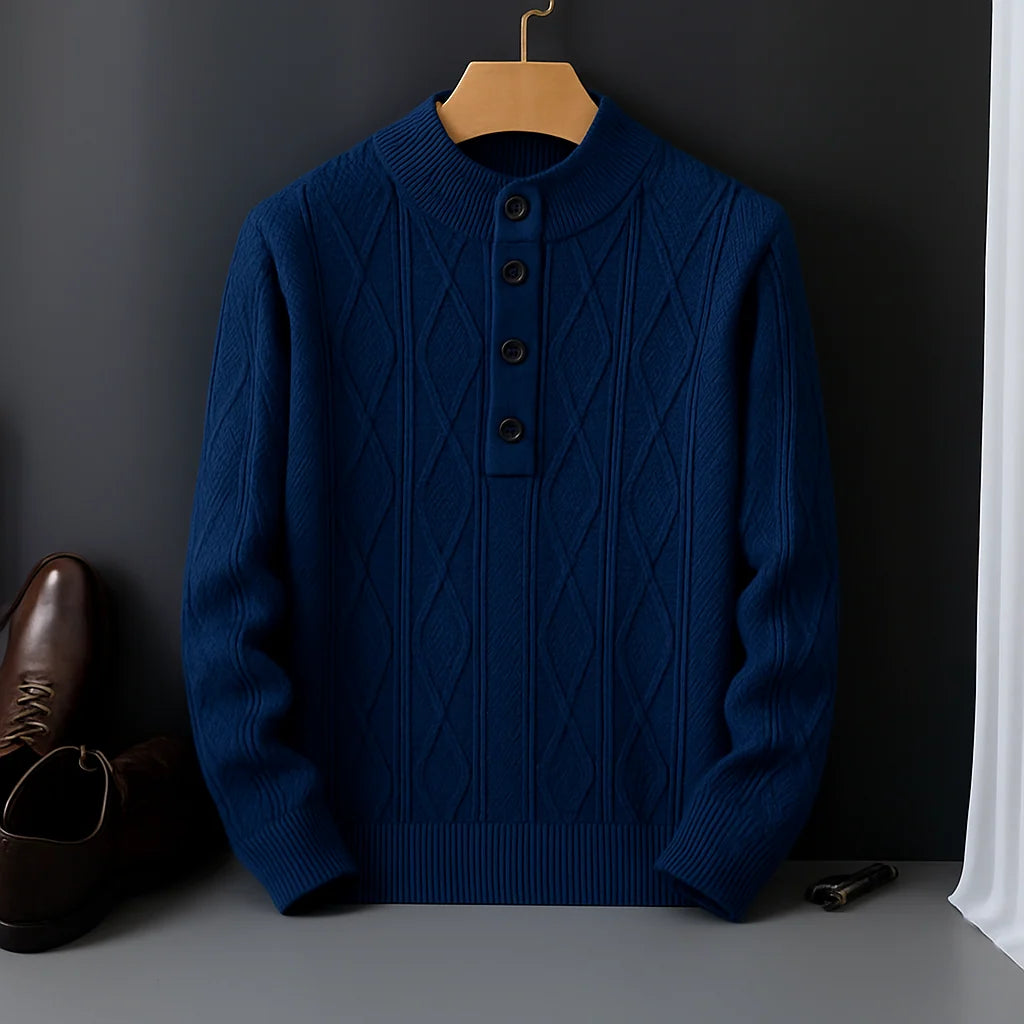 Men's Shawl Collar Knit Sweater with Ribbed Cuffs 3