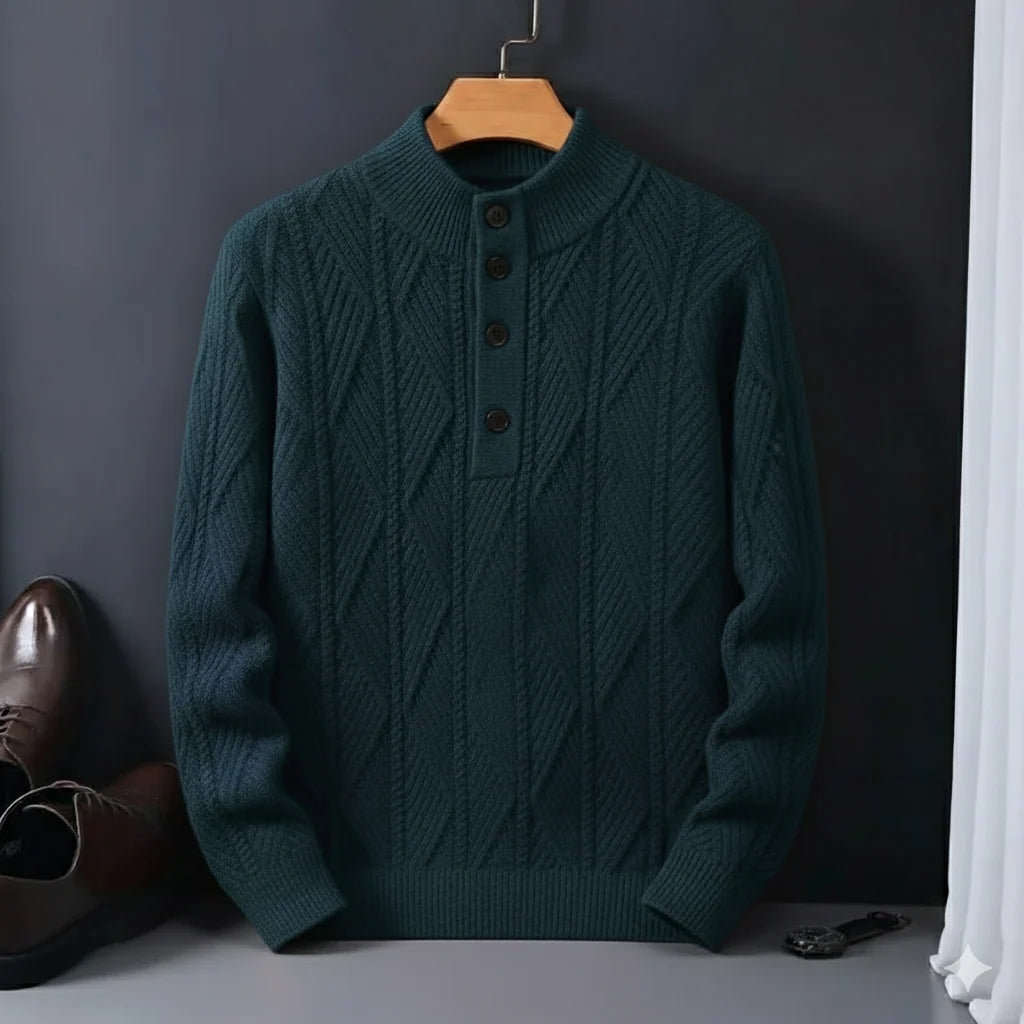 Men's Shawl Collar Knit Sweater with Ribbed Cuffs 6