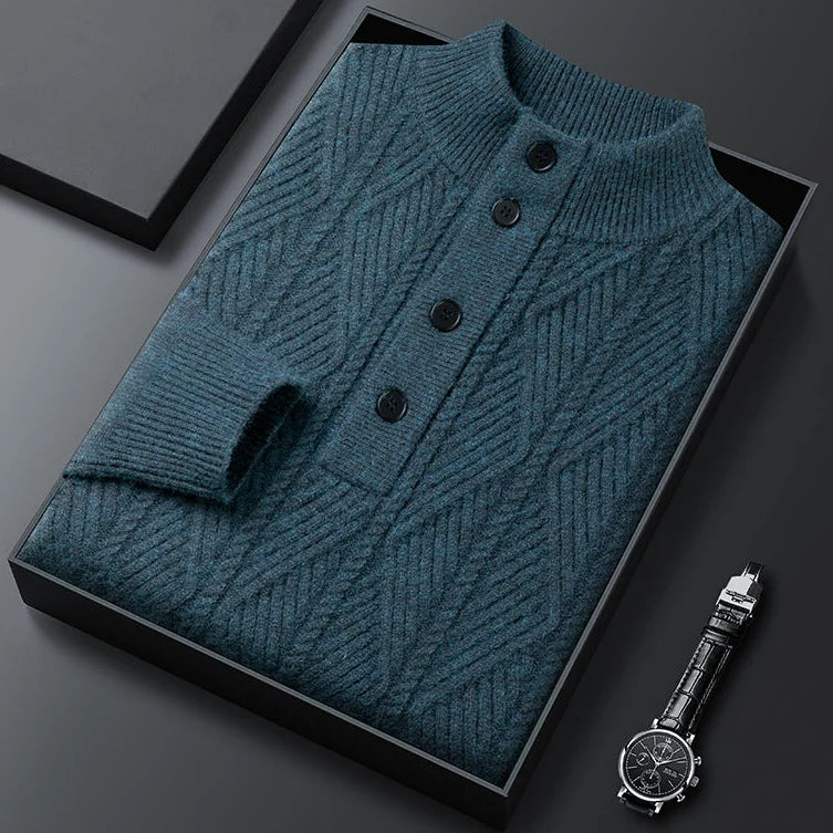 Men's Shawl Collar Knit Sweater with Ribbed Cuffs 7