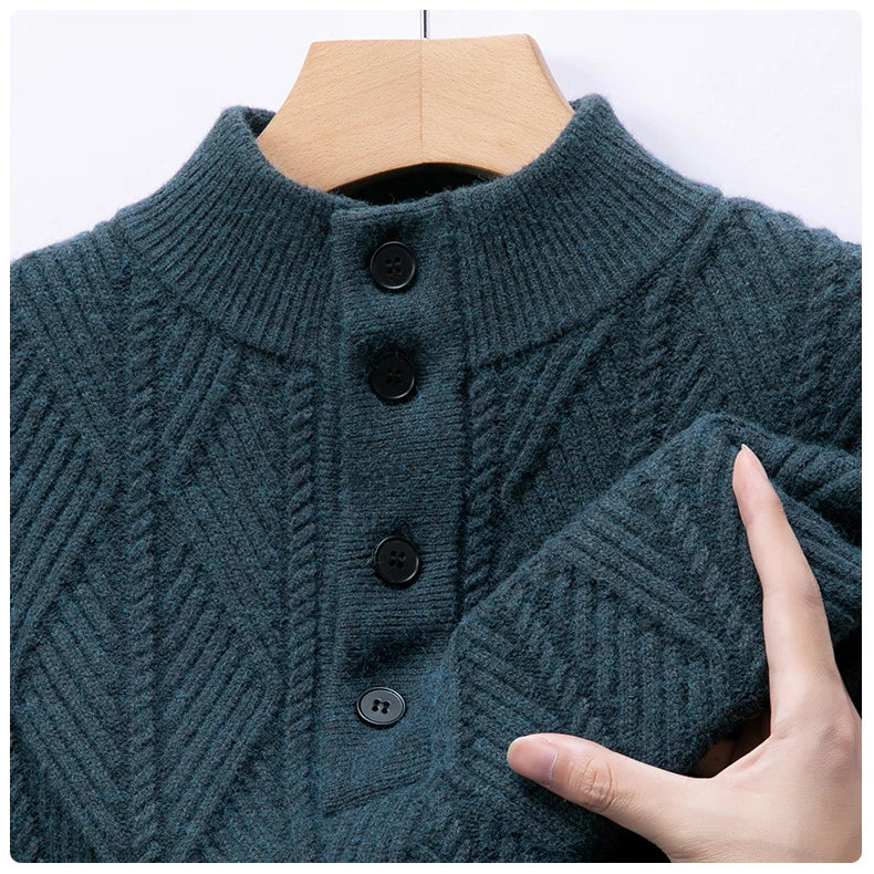 Men's Shawl Collar Knit Sweater with Ribbed Cuffs 8