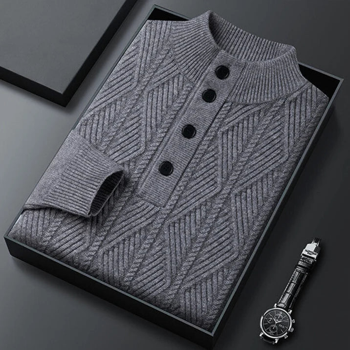 Men's Shawl Collar Knit Sweater with Ribbed Cuffs 9