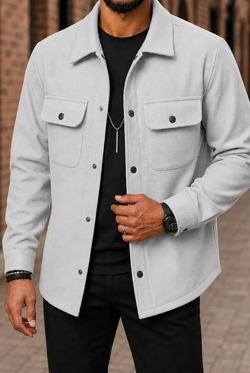 Men's Shirt Jacket with Snap Front and Flap Pockets 4