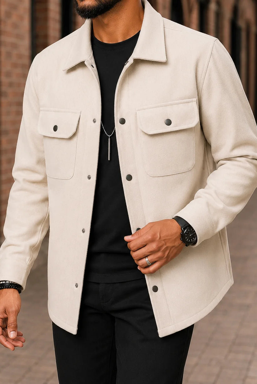 Men's Shirt Jacket with Snap Front and Flap Pockets 5