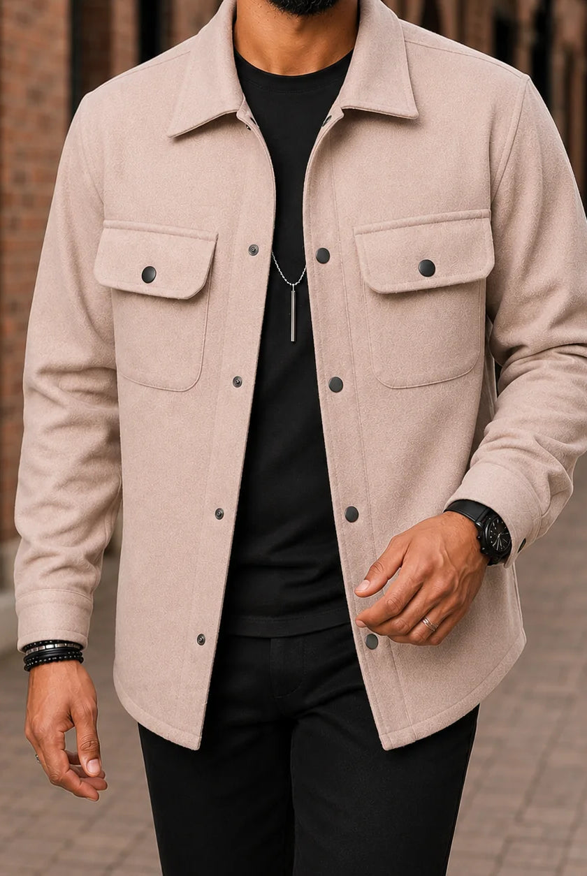 Men's Shirt Jacket with Snap Front and Flap Pockets 6