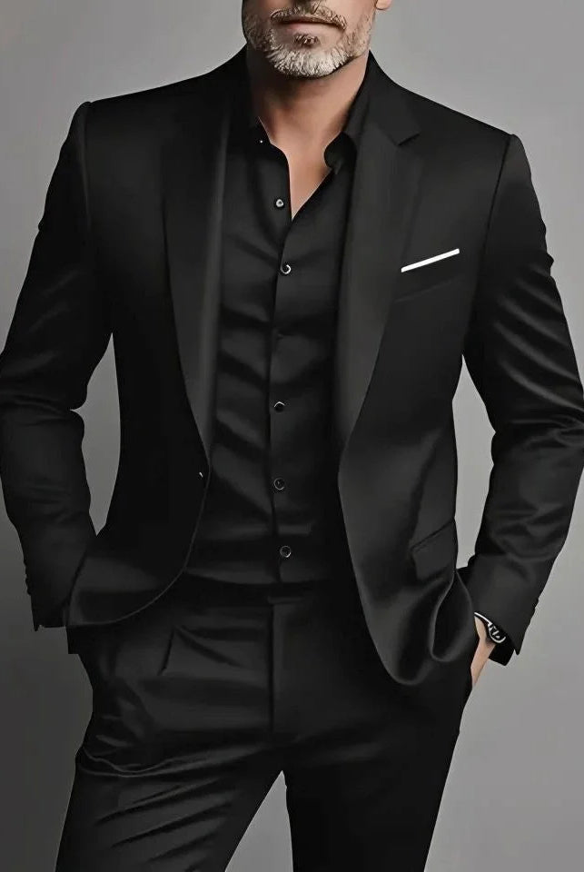 Men's Slim-Fit Two-Piece Suit with Single-Breasted Blazer and Tailored Trousers 3