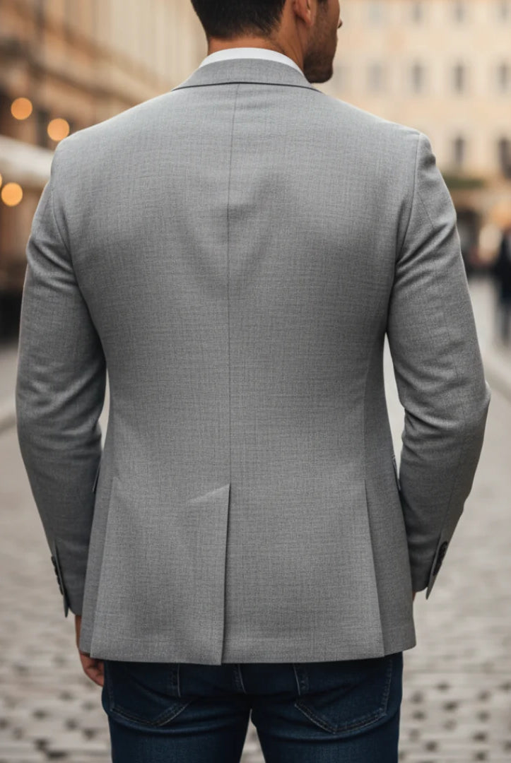 Men's Slim-Fit Woven Blazer Jacket with Single-Button Closure and Two Front Pockets 1