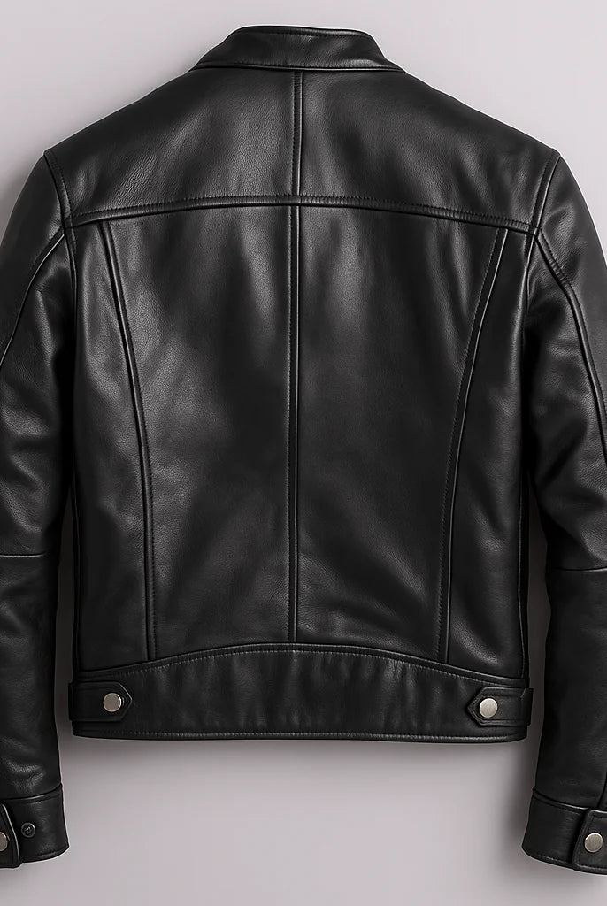Men's Slim Fit Faux Leather Zipper Jacket with Four Pockets 3