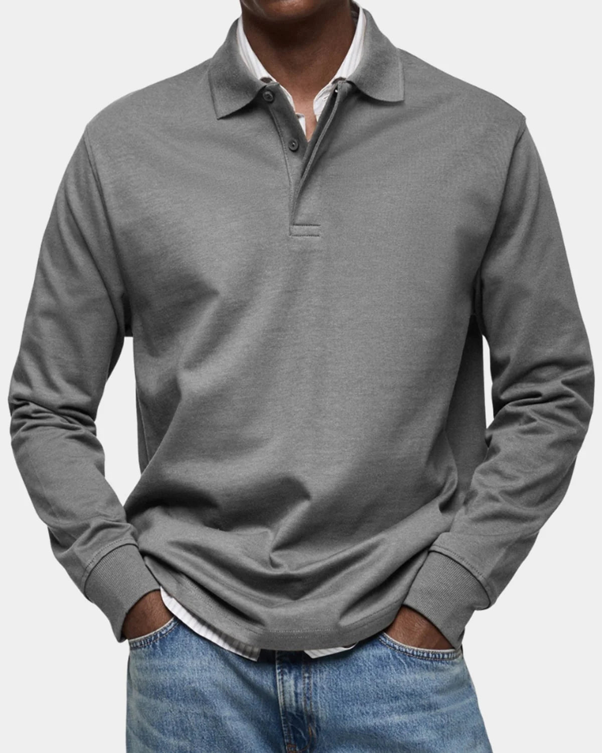 Men's Slim Fit Long Sleeve Polo Shirt with Stretch Fabric 4