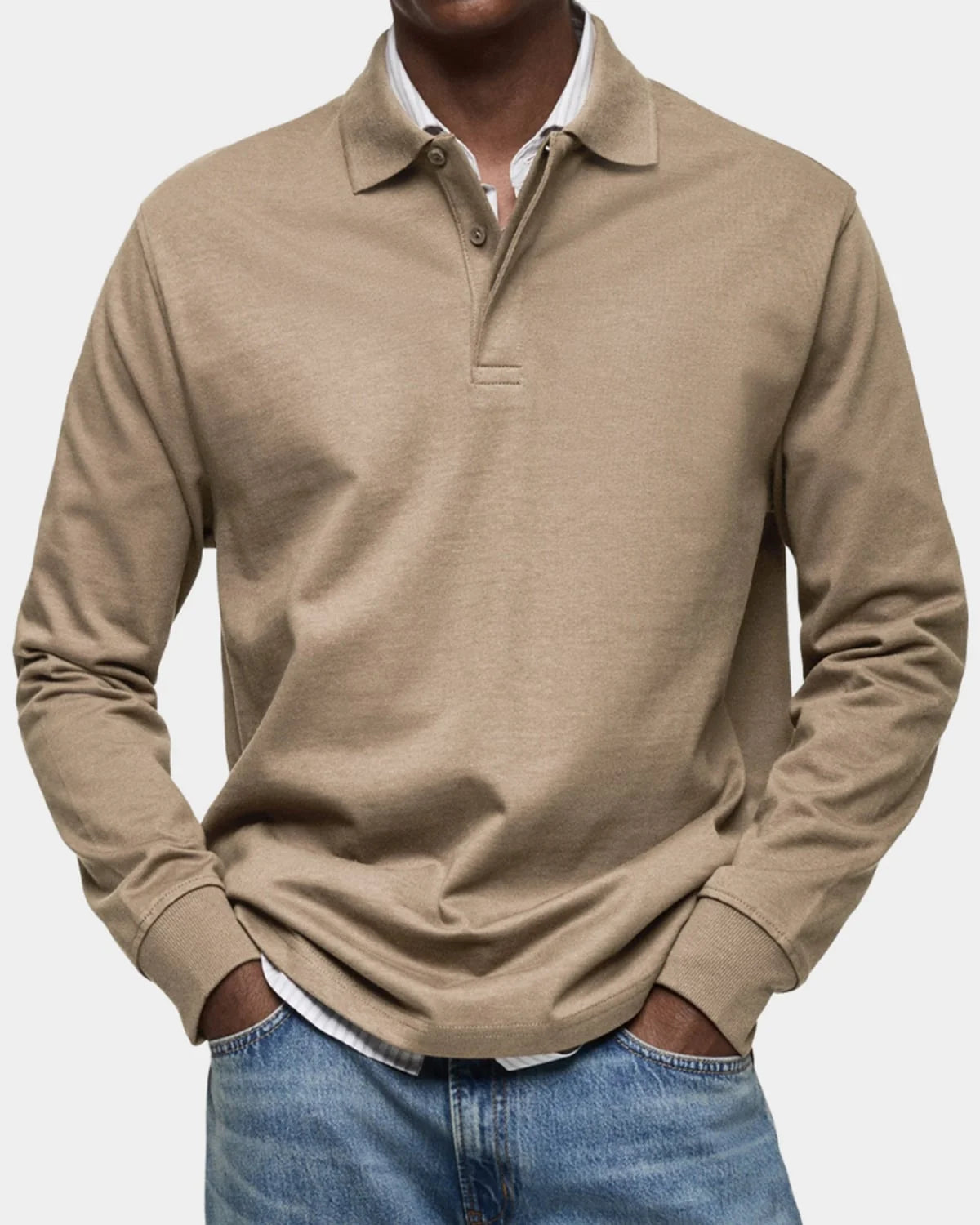Men's Slim Fit Long Sleeve Polo Shirt with Stretch Fabric 6