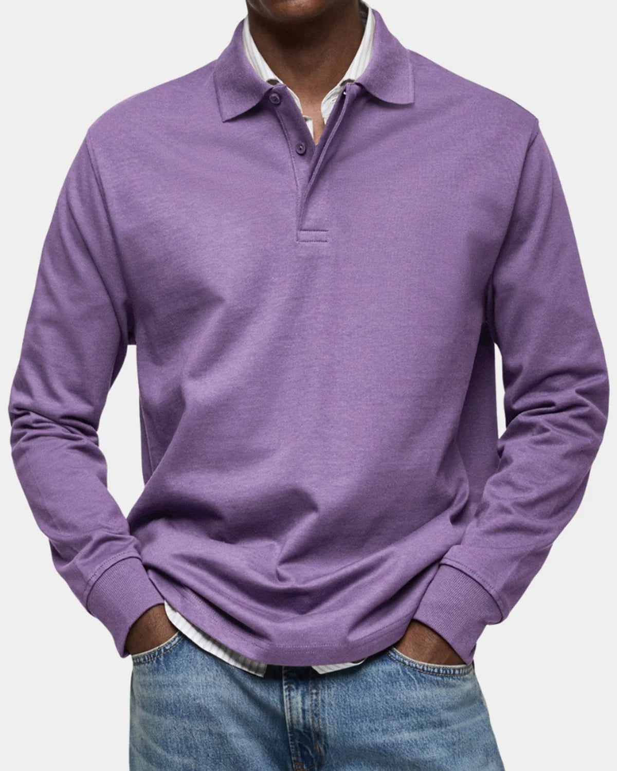 Men's Slim Fit Long Sleeve Polo Shirt with Stretch Fabric 7