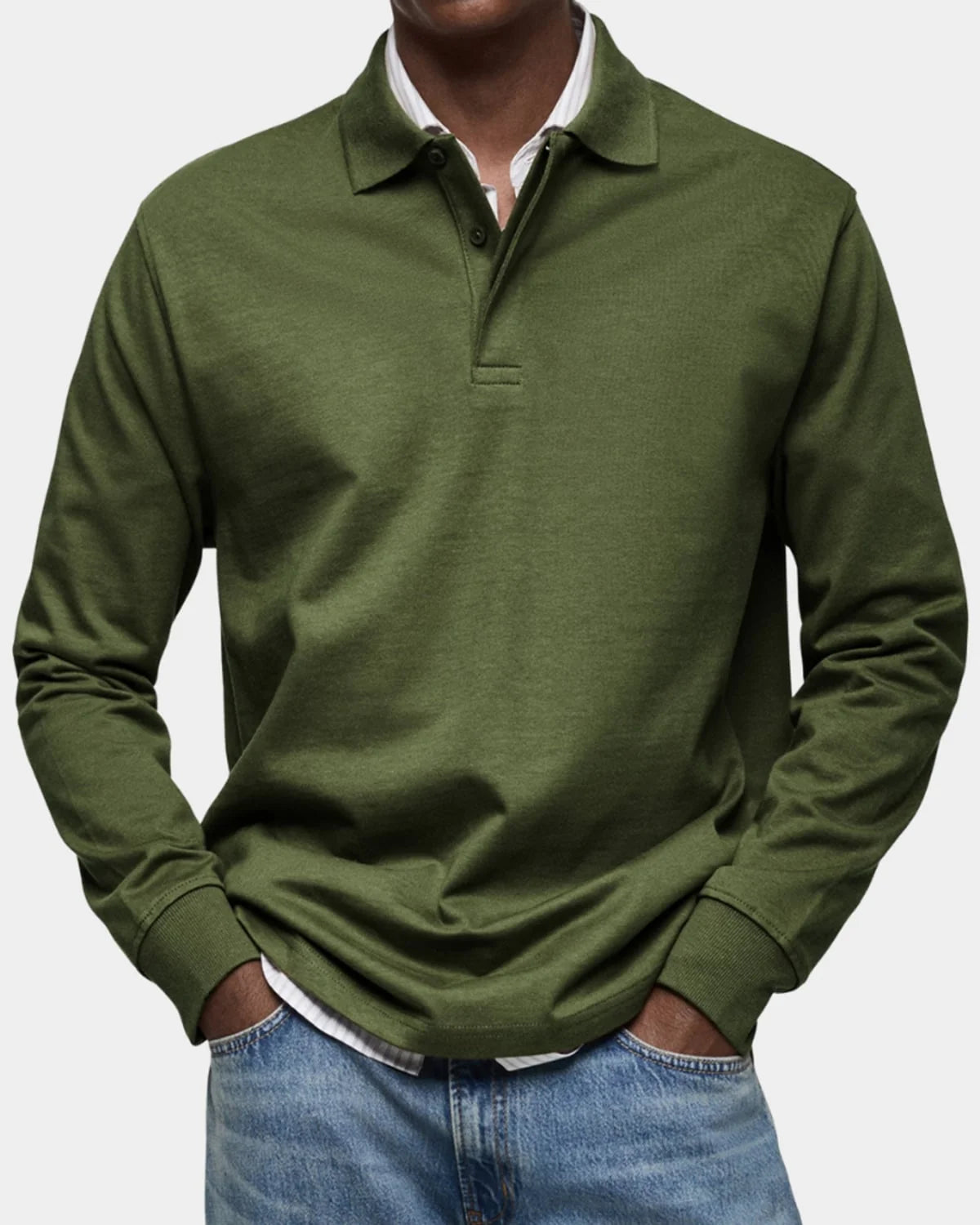Men's Slim Fit Long Sleeve Polo Shirt with Stretch Fabric 8