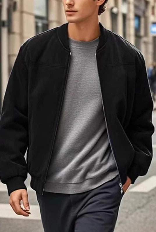 Men's Stand-Collar Zip Jacket with Regular Fit and Front Pockets 10