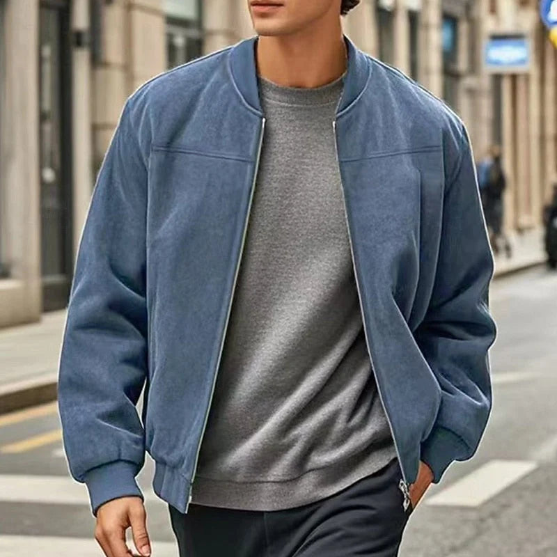 Men's Stand-Collar Zip Jacket with Regular Fit and Front Pockets 2