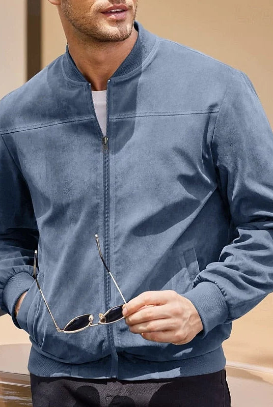 Men's Stand-Collar Zip Jacket with Regular Fit and Front Pockets 3