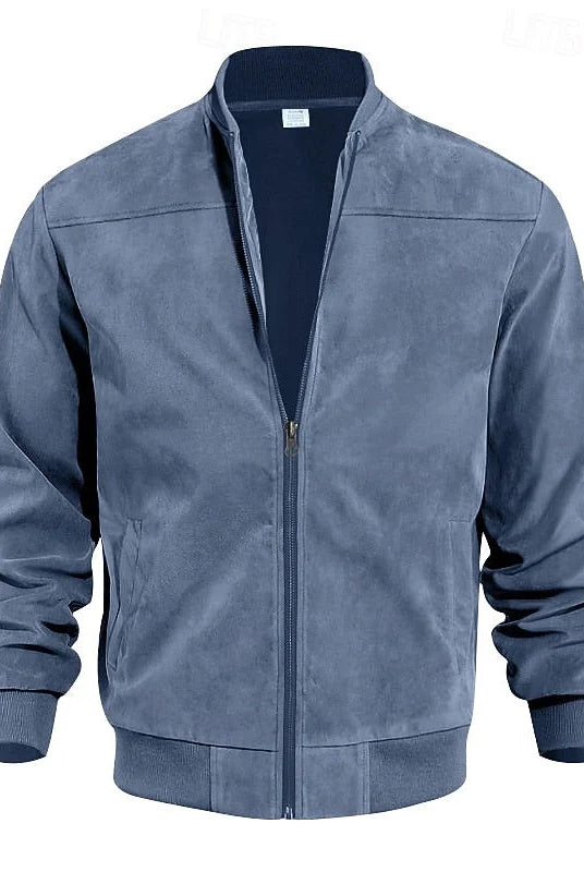 Men's Stand-Collar Zip Jacket with Regular Fit and Front Pockets 6