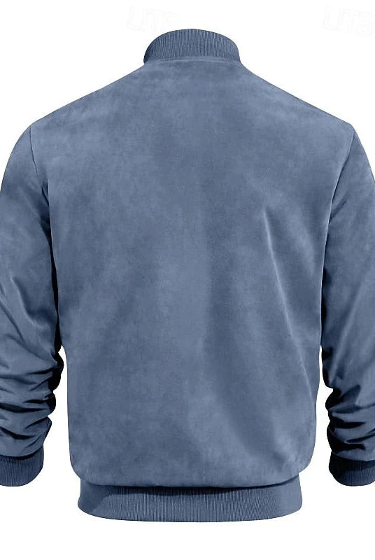 Men's Stand-Collar Zip Jacket with Regular Fit and Front Pockets 7
