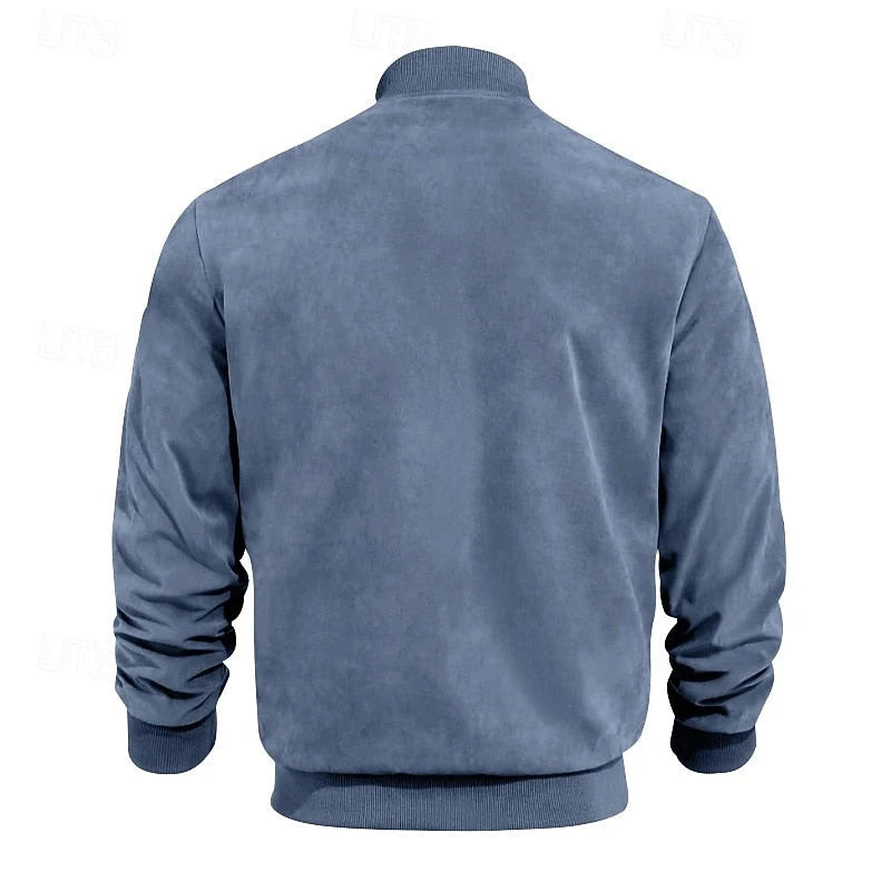 Men's Stand-Collar Zip Jacket with Regular Fit and Front Pockets 7
