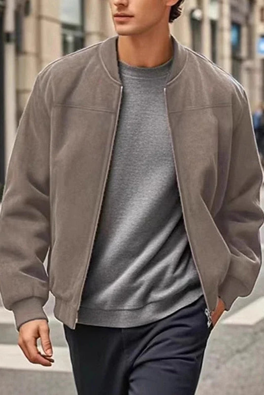 Men's Stand-Collar Zip Jacket with Regular Fit and Front Pockets 8