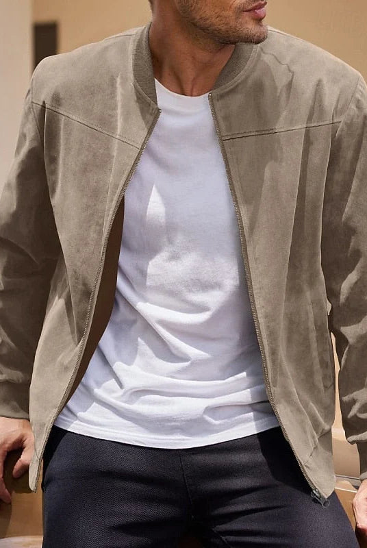 Men's Stand-Collar Zip Jacket with Regular Fit and Front Pockets 9