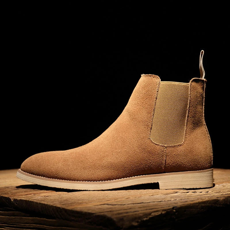 Men's Suede Chelsea Boots with Elastic Side Panels and Durable Rubber Sole 5