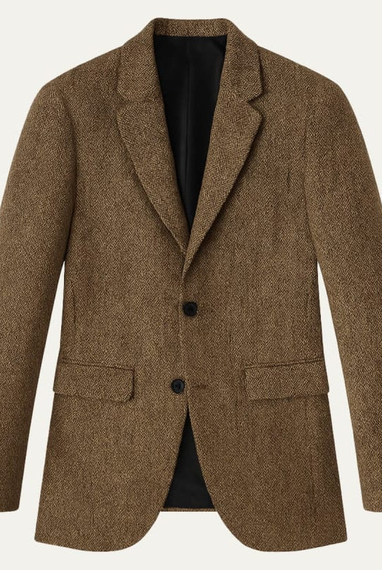 Men's Tailored Herringbone Wool-Blend Blazer 2