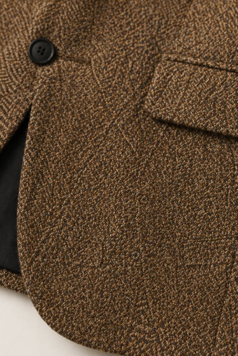 Men's Tailored Herringbone Wool-Blend Blazer 4