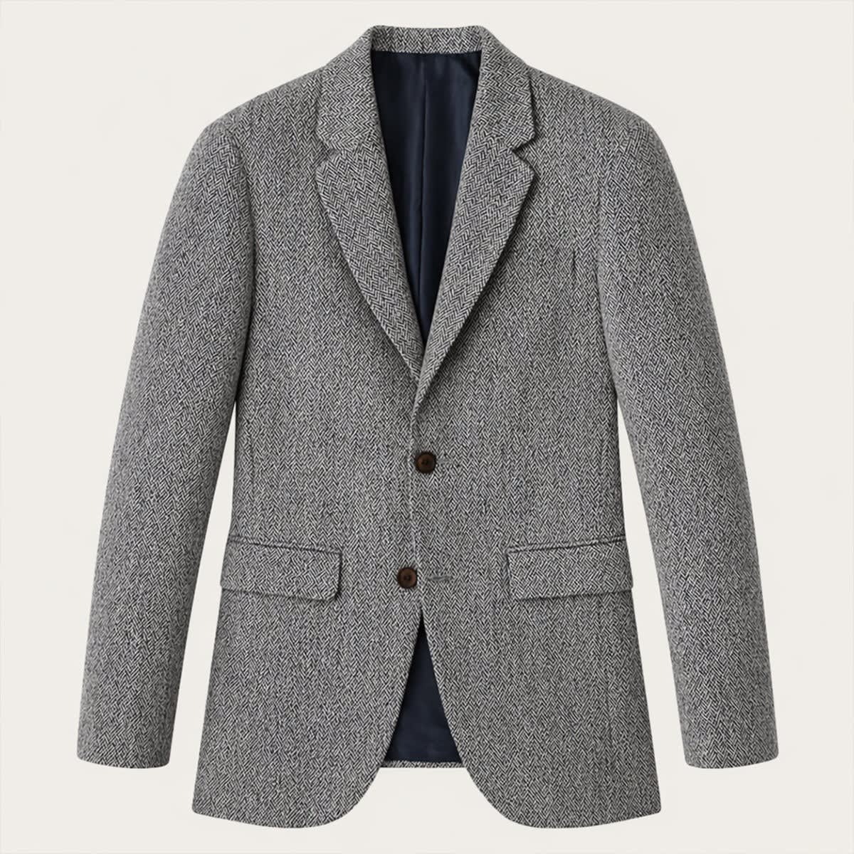 Men's Tailored Herringbone Wool-Blend Blazer 5