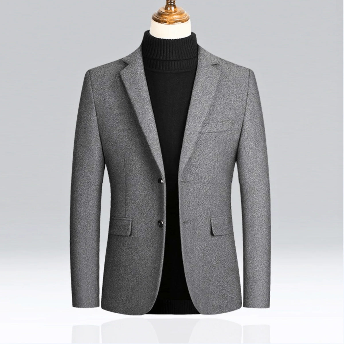 Men's Tailored Wool Blazer with Streamlined Silhouette 2