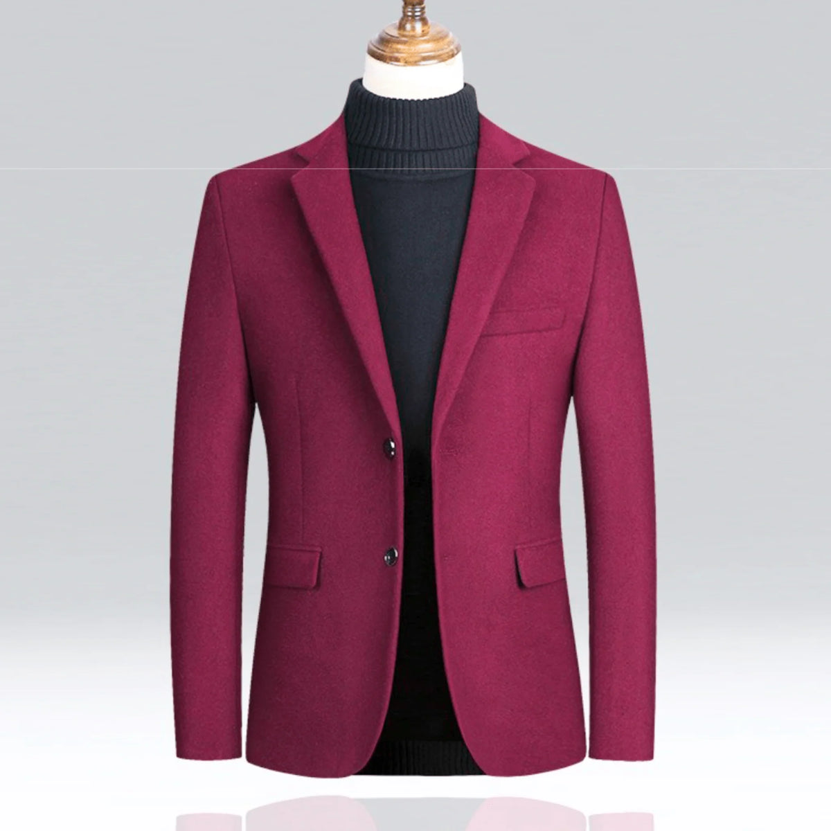 Men's Tailored Wool Blazer with Streamlined Silhouette 3