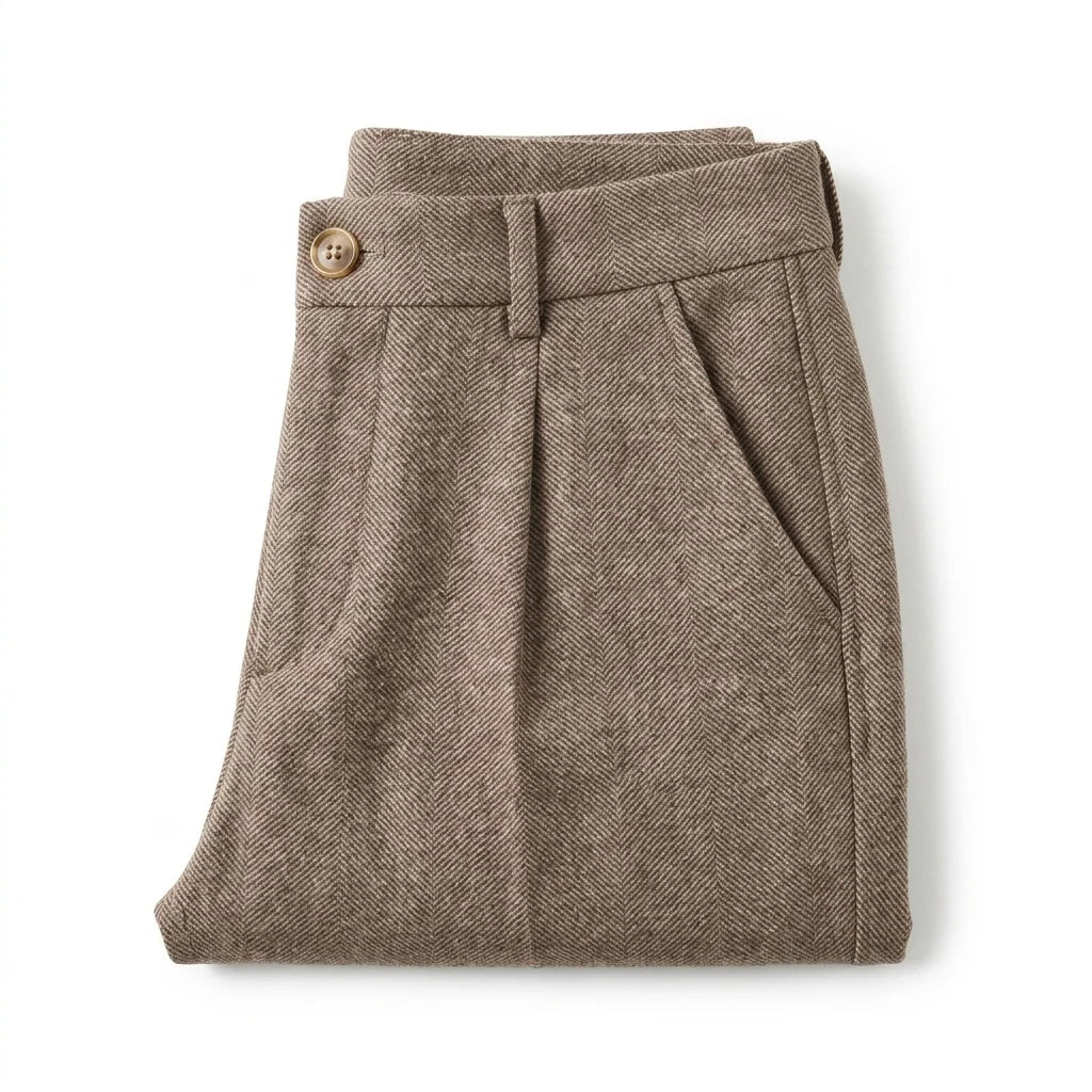 Men's Tailored Wool Herringbone Trousers 0
