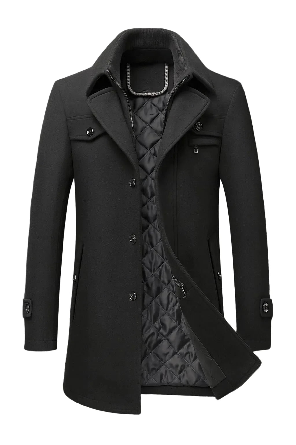 Men's Textured Collar Winter Coat with Warm Lining 3