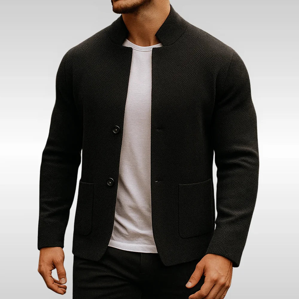 Men's Textured Knit Button-Front Cardigan with Structured Fit 3